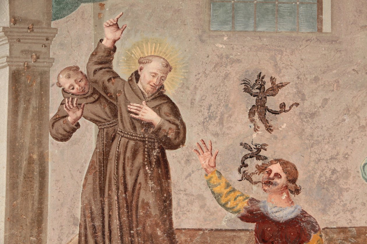 Klášter Saorge freska z 18. století zobrazující život svatého Františka z Assisi, Saorge, Francie od Unbekannt
