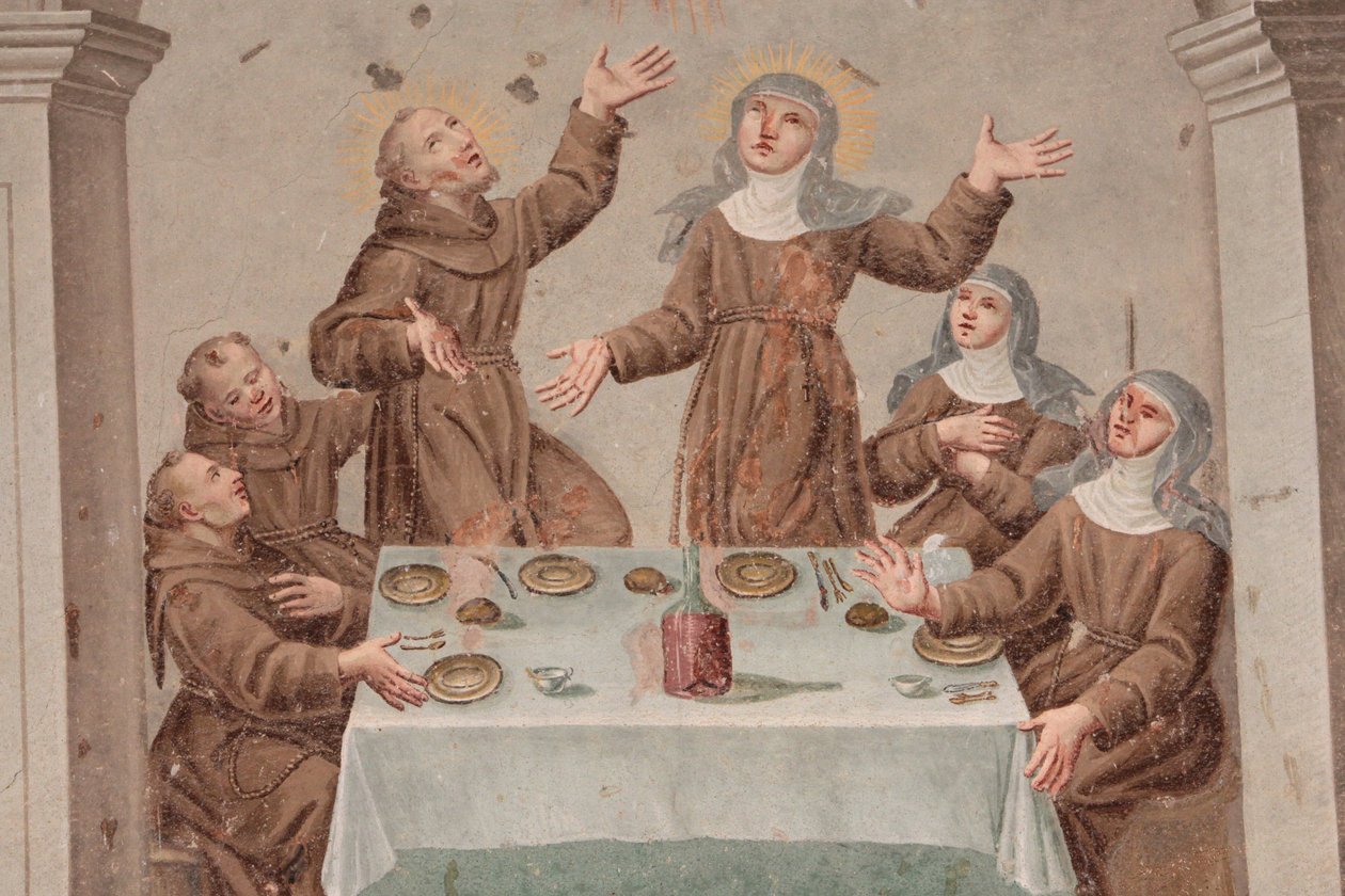 Klášter Saorge freska z 18. století zobrazující život svatého Františka z Assisi, Saorge, Francie od Unbekannt