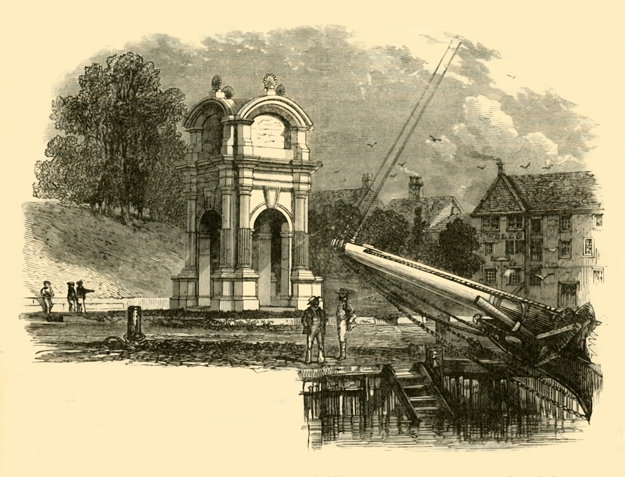 Památník v New Plymouth, k označení místa vylodění otců poutníků, 1890. od Unbekannt