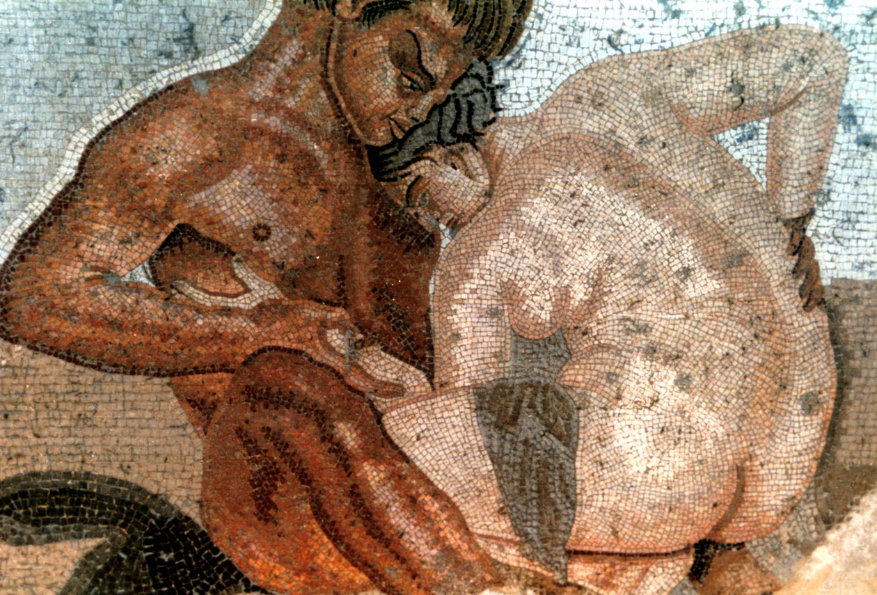 Mozaika satyra a nymfy, Faunův dům, Pompeje, Itálie od Unbekannt