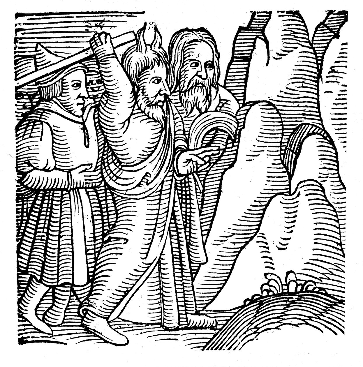 Mojžíš udeřil do skály v poušti a vytvořil vodu, 1557 od Unbekannt