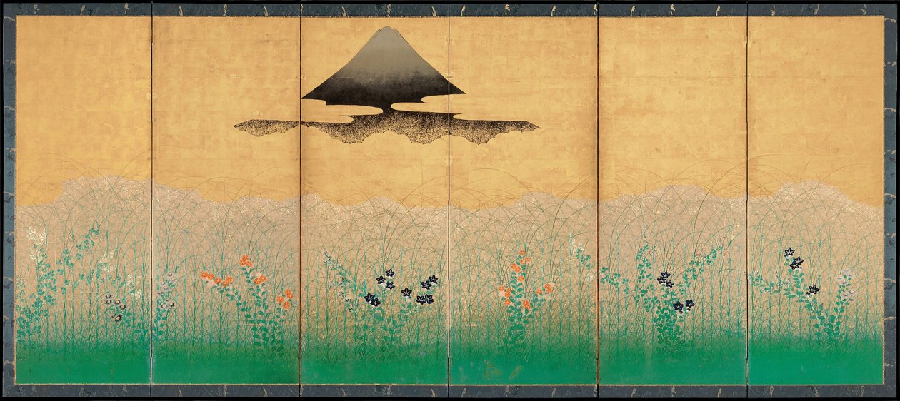 Hora Fuji a měsíc, asi 1760 od Unbekannt