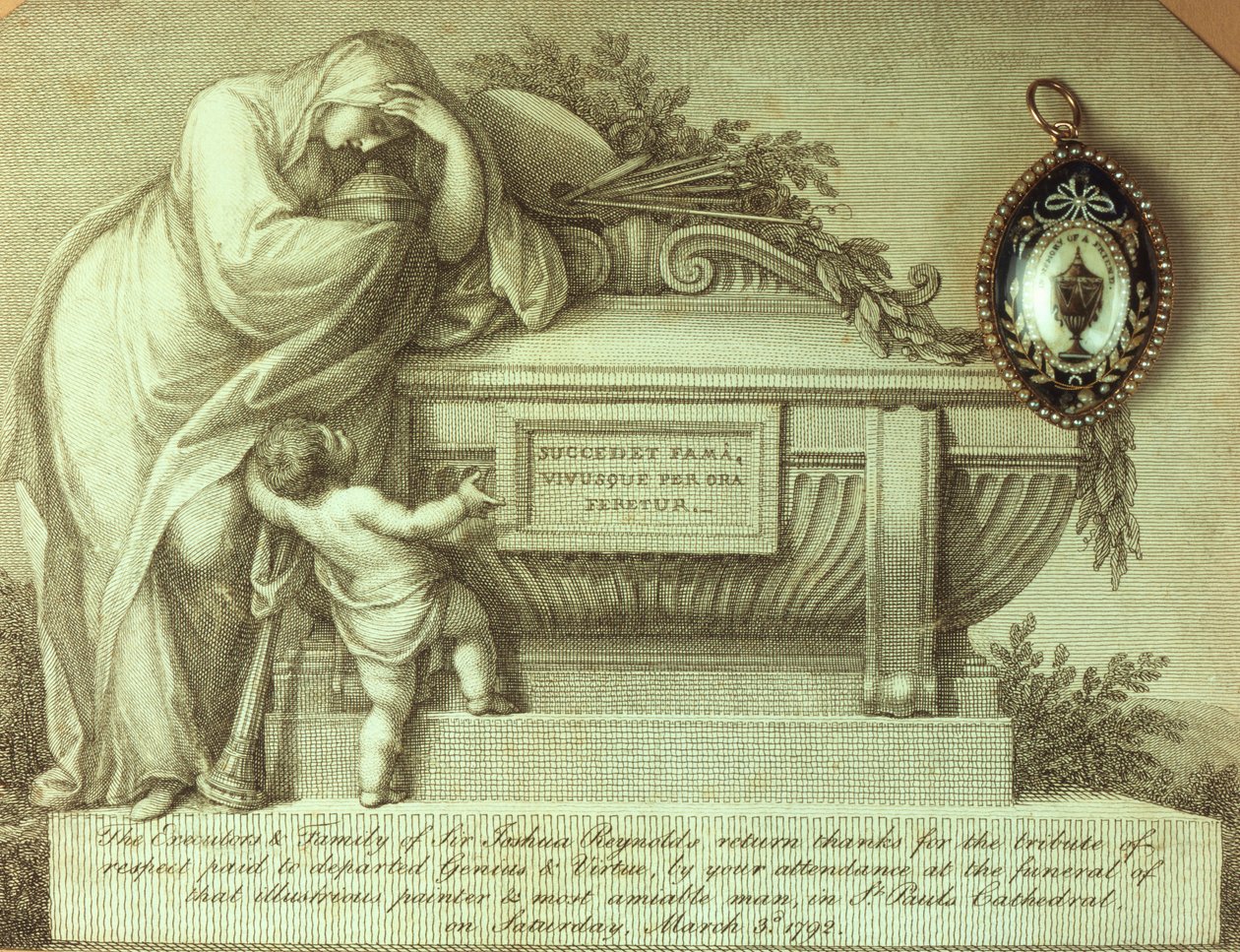 Smuteční karta a memento sira Joshuy Reynoldse, 1792 od Unbekannt