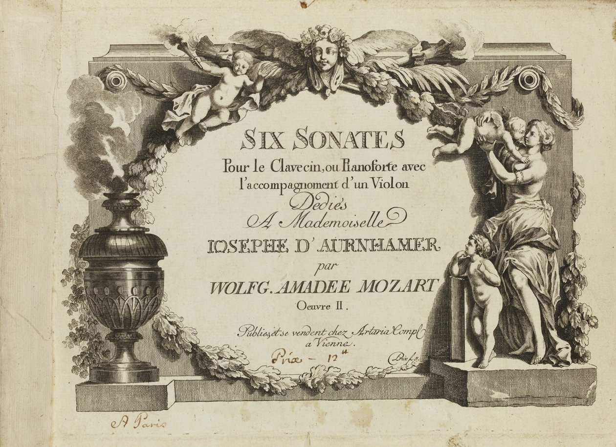 Mozart: Šest sonát pro cembalo nebo pianoforte s houslovým doprovodem věnovaných Mademovi od Unbekannt