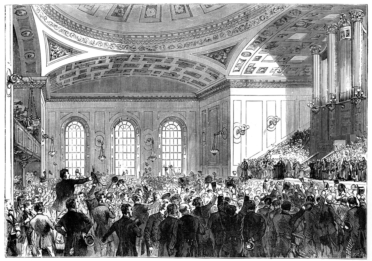 Pan Gladstone pronesl svůj projev jako lord rektor Edinburgh University, 1859-1865 od Unbekannt
