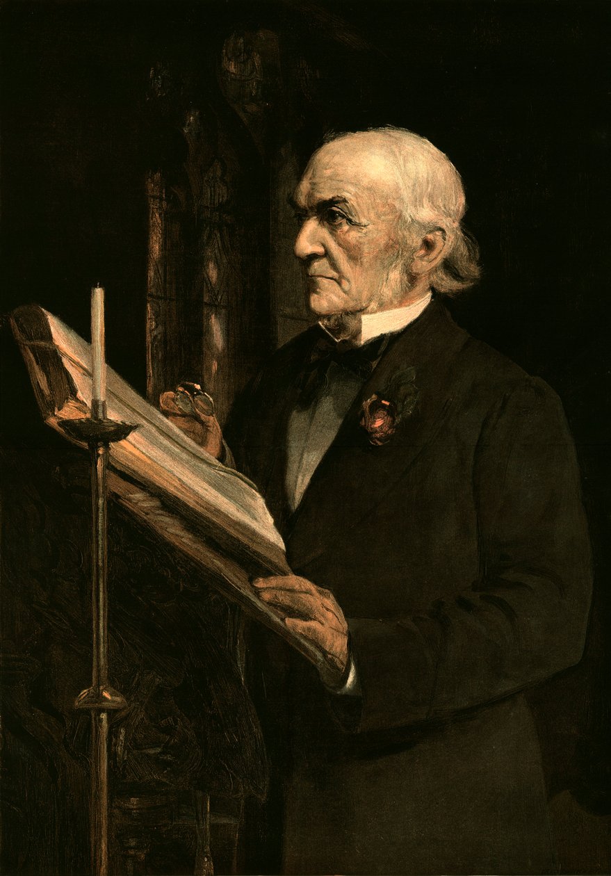 Pan Gladstone čte lekci v Hawarden Church, 90. léta 19. století od Unbekannt