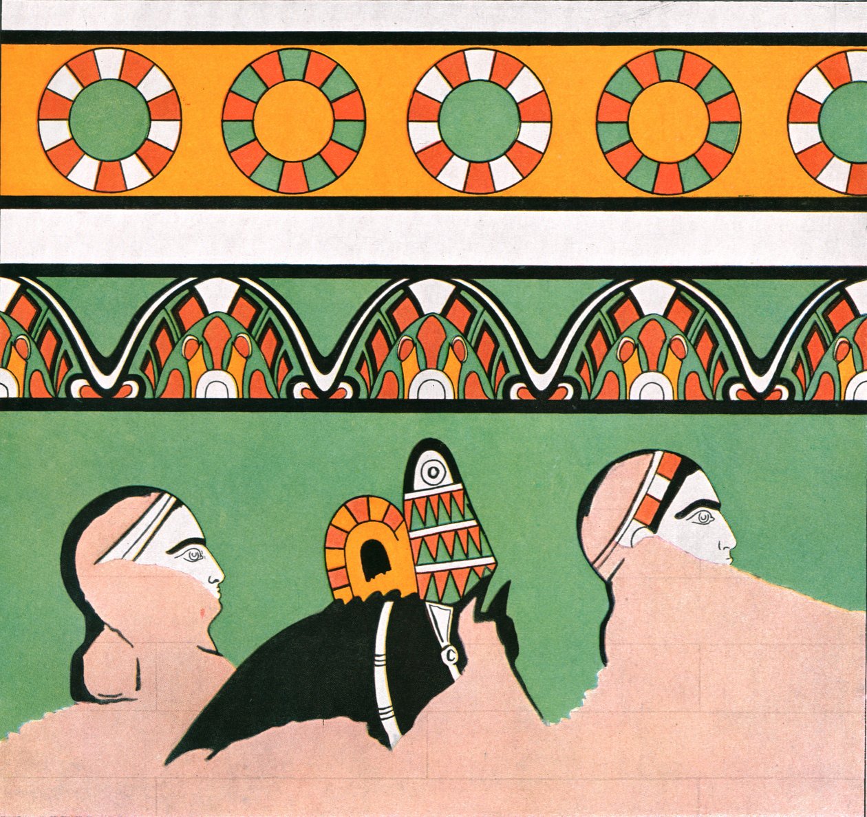 Nástěnná malba z paláce Dur-Sharrukin, Asýrie, 1928. od Unbekannt