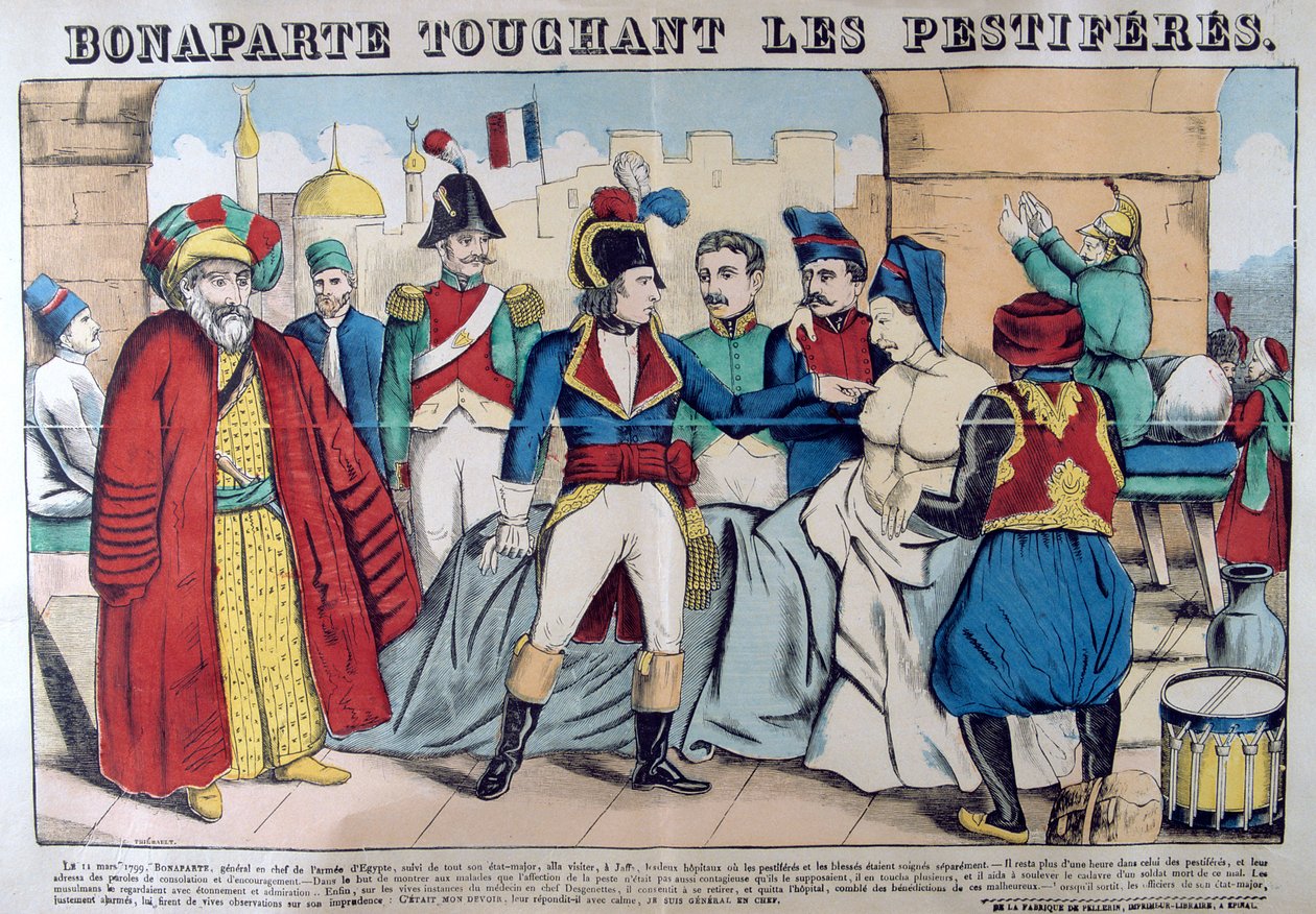 Napoleon Bonaparte na návštěvě u morové nákazy v Jaffě, 11. března 1799, 19. století od Unbekannt