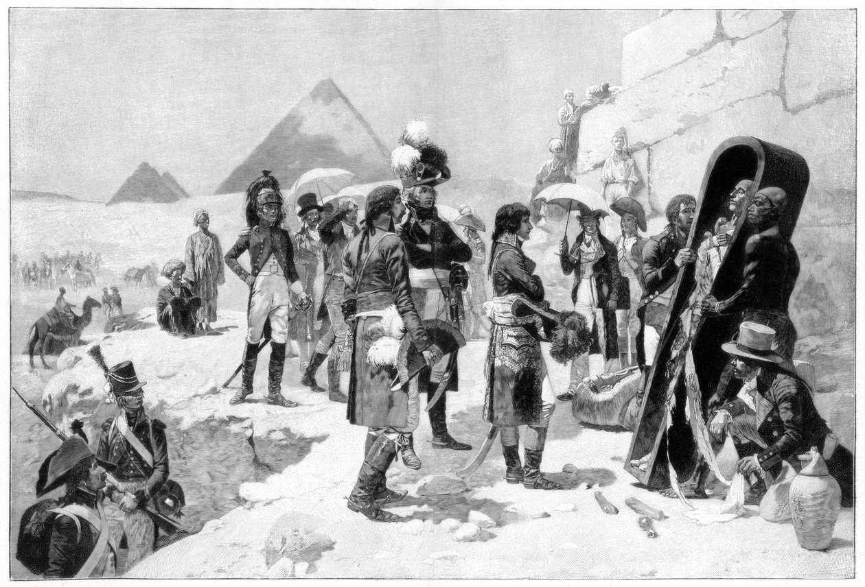 Napoleon Bonaparte inspekce mumie u pyramid, 1801 1900 od Unbekannt