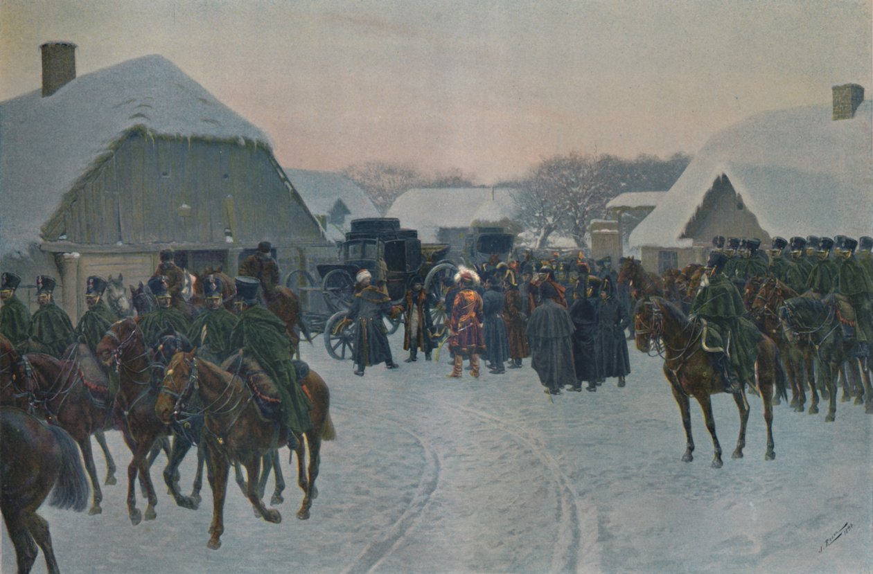 Napoleon opouští francouzskou armádu u Smorgoni, 1812, 1896. od Unbekannt