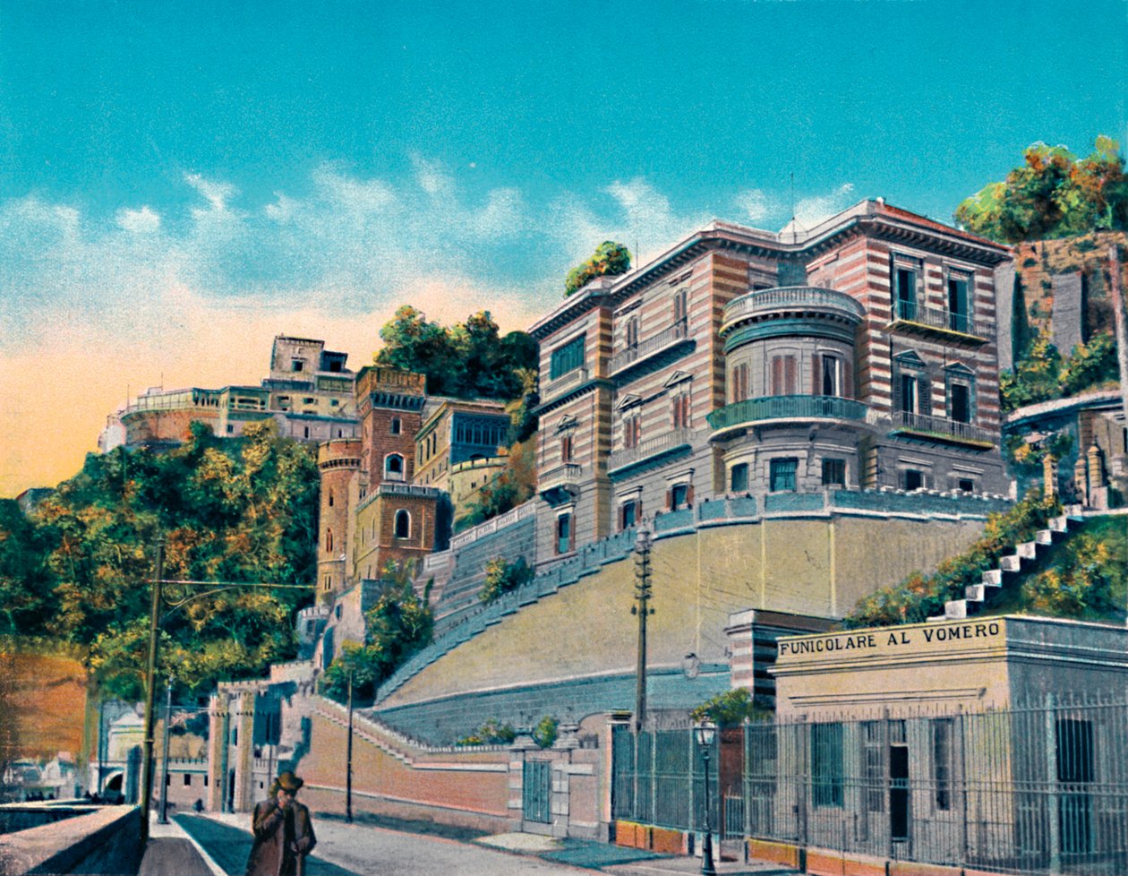 Neapol – Corso Vittorio Emanuele, Hotel Bertolini And Vomero Lanovka, c1900. od Unbekannt