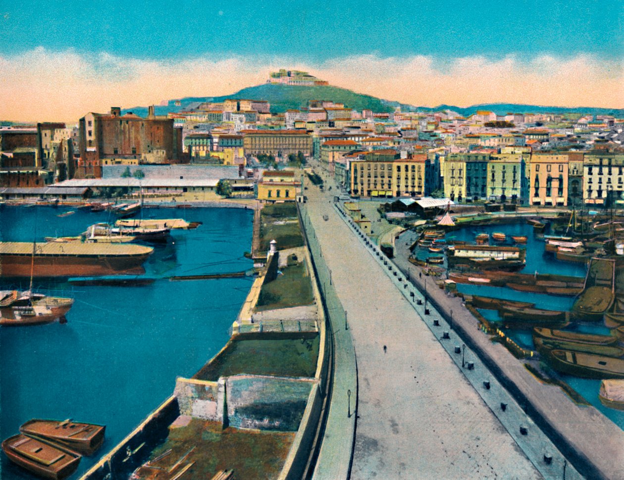 Neapol - Via Molo Col Castel S. Elmo, c1900. od Unbekannt