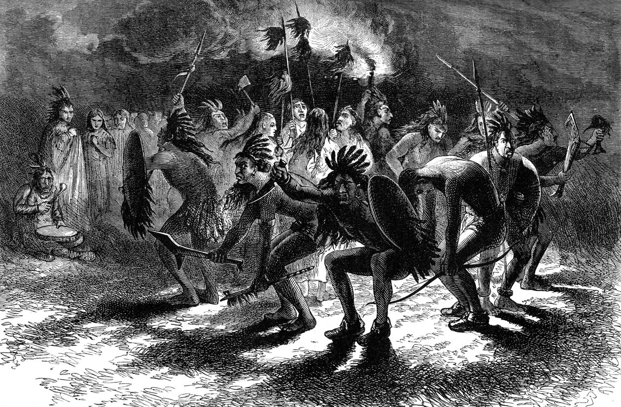 Indiánský skalpový tanec, 17. století, 1880 od Unbekannt