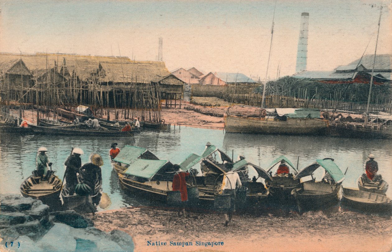 Nativní Sampan Singapur, c1910 od Unbekannt