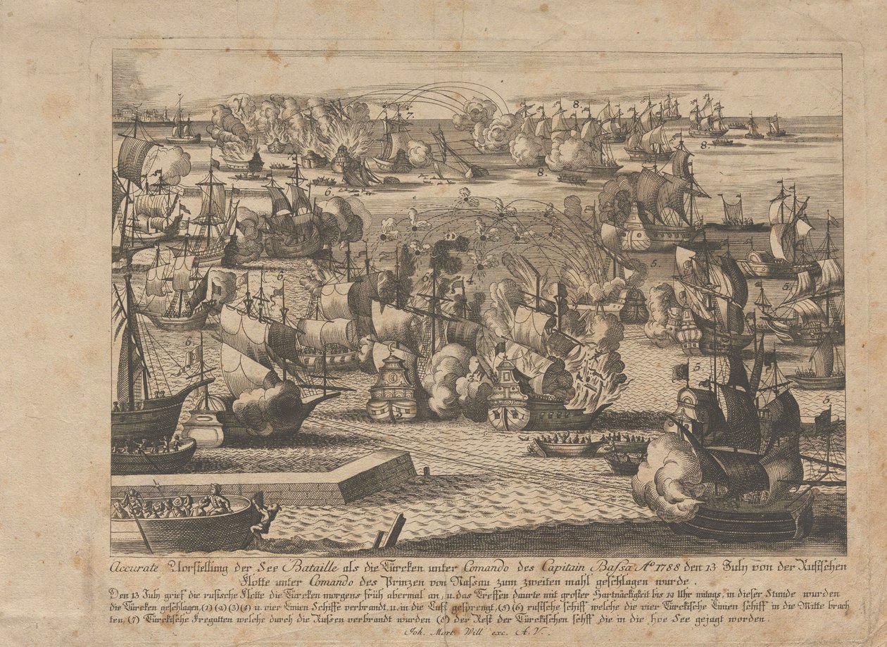 Námořní bitva mezi ruskou a osmanskou flotilou 13. července 1788 1788. od Unbekannt