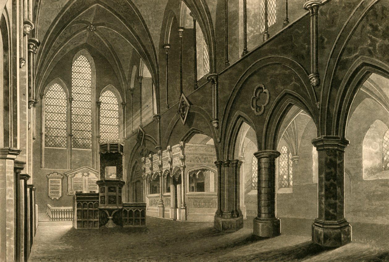 Nave of Boxgrove Church, 1835. od Unbekannt