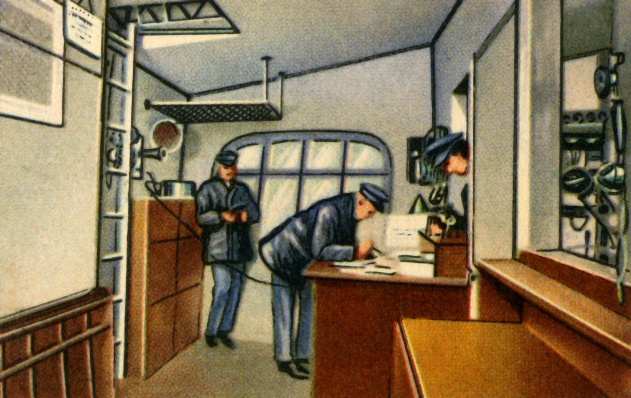 Navigační místnost na palubě zeppelin, 1932. od Unbekannt