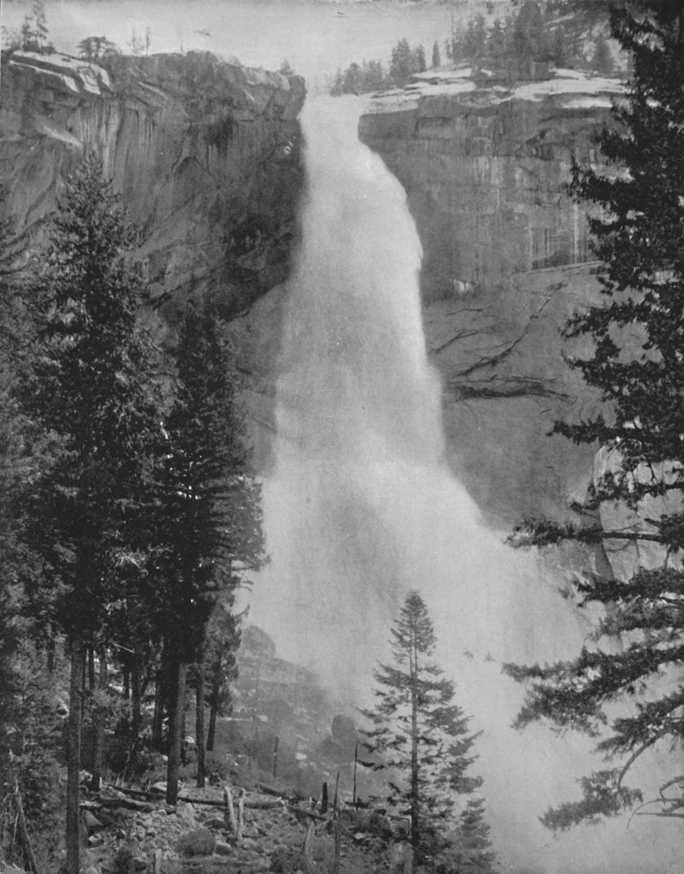 Nevada Fall v Yosemitském údolí, 19. století od Unbekannt