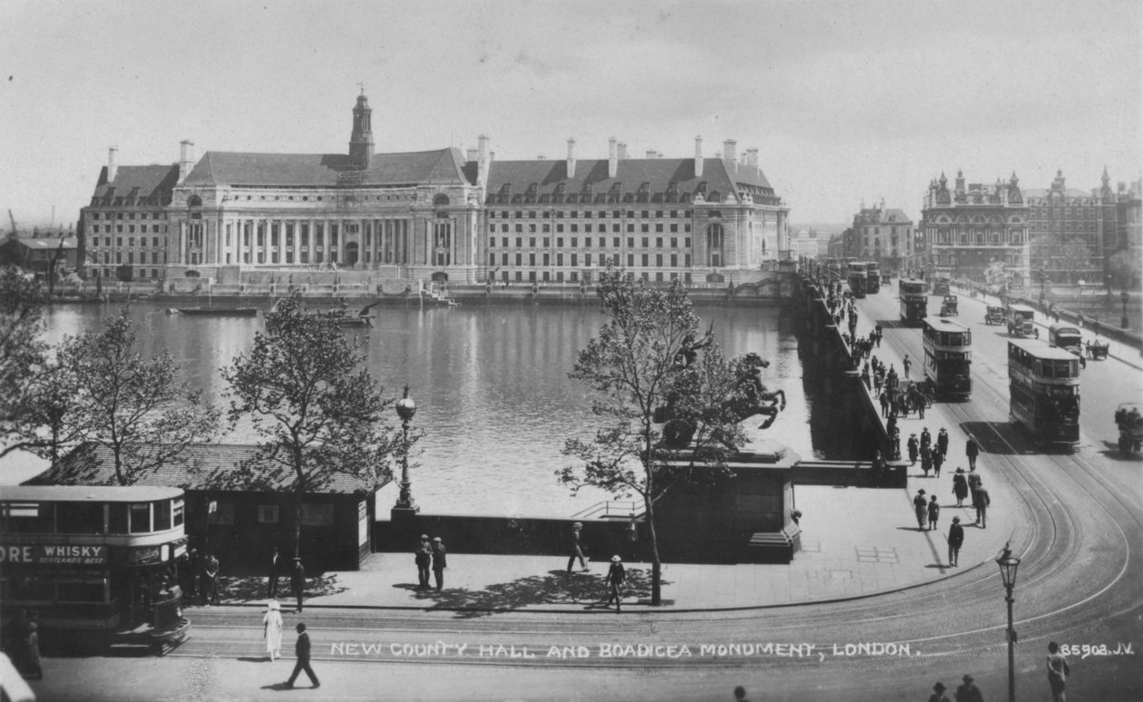 New County Hall a památník Boadicea, Londýn, c1925 od Unbekannt