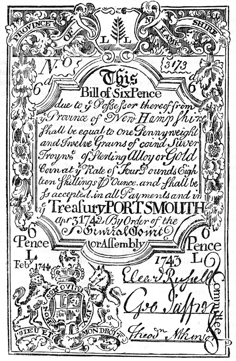 Novoanglické papírové peníze, 1743 c1880 od Unbekannt