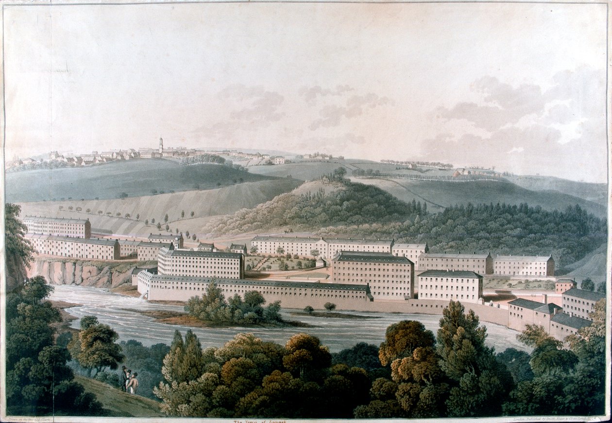 New Lanark Mills, Skotsko, c1815 od Unbekannt