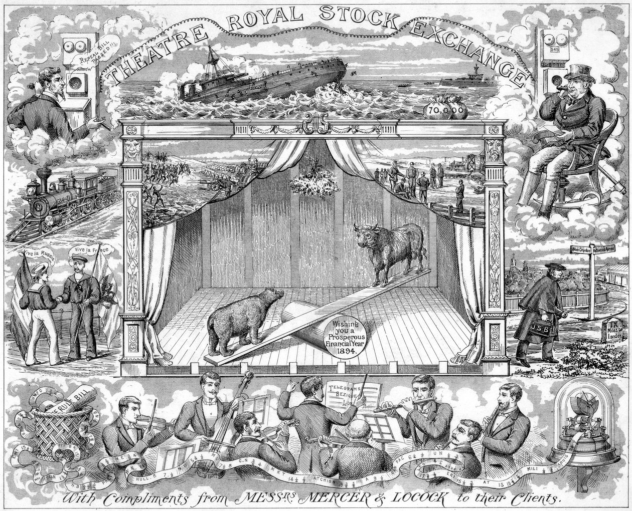 Novoroční pozdravy od obchodníků s cennými papíry Mercer Locock svým klientům, 1894 od Unbekannt