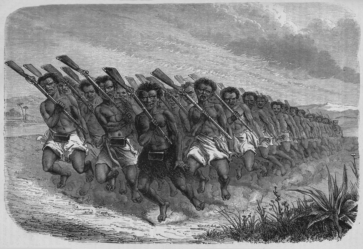 Novozélandský válečný tanec, c1880 od Unbekannt