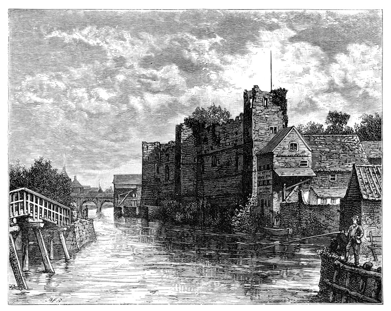Hrad Newark a řeka Trent, Newark-on-Trent, Nottinghamshire, 1900 od Unbekannt