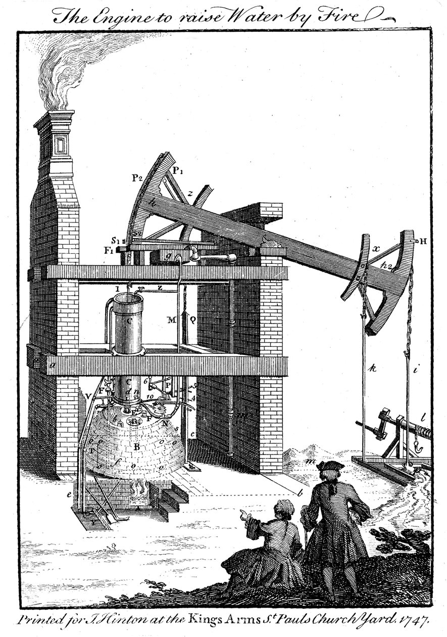 Parní stroj Newcomen, 1747 od Unbekannt