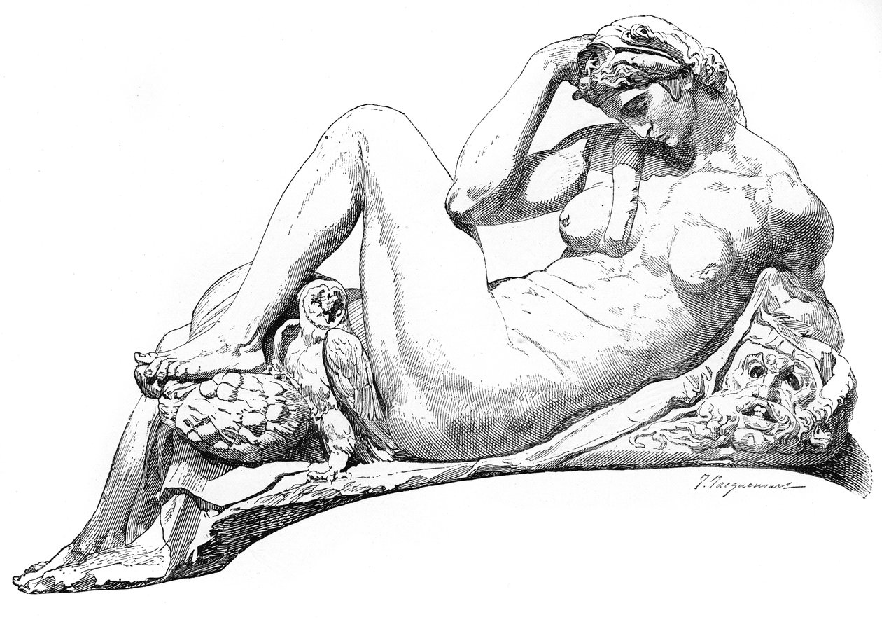 Noc z hrobky Juliana de Medici, bazilika San Lorenzo, Florencie, Itálie, 1882 od Unbekannt