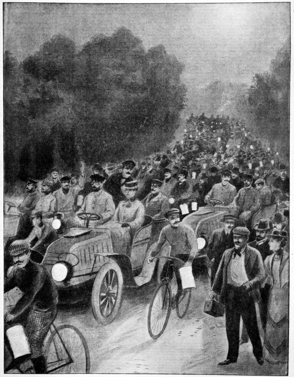 Noc odjezdu, závod Paříž – Vídeň, 1902 od Unbekannt