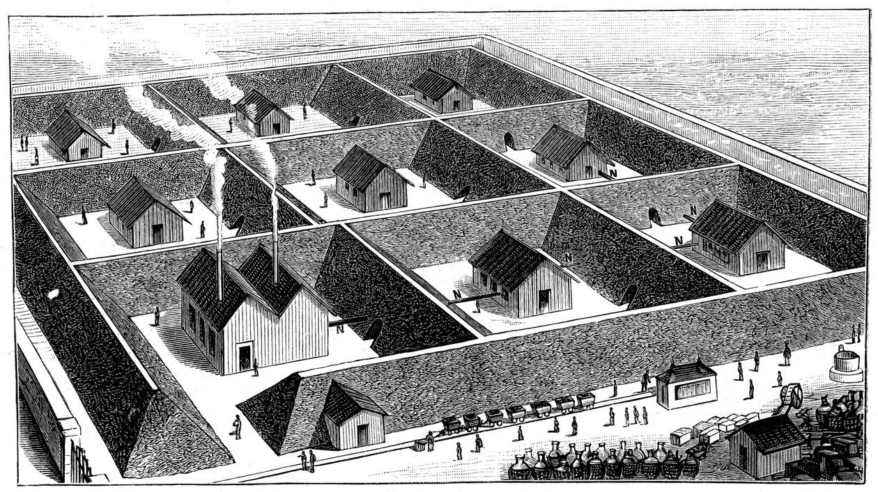 Závod na zpracování nitroglycerinu, továrna na výbušniny, Val Bormida, poblíž Cengio, Itálie, 1888 od Unbekannt