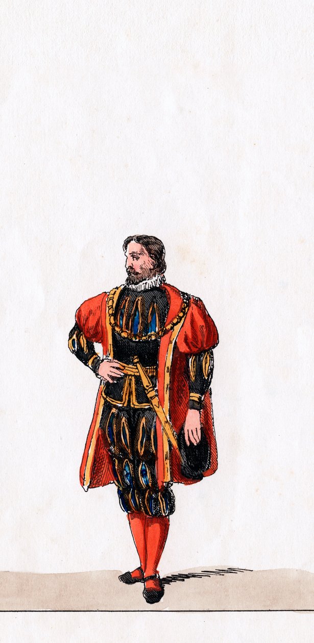 Šlechtic, návrh kostýmů pro Shakespearovu hru, Jindřich VIII., 19. století od Unbekannt
