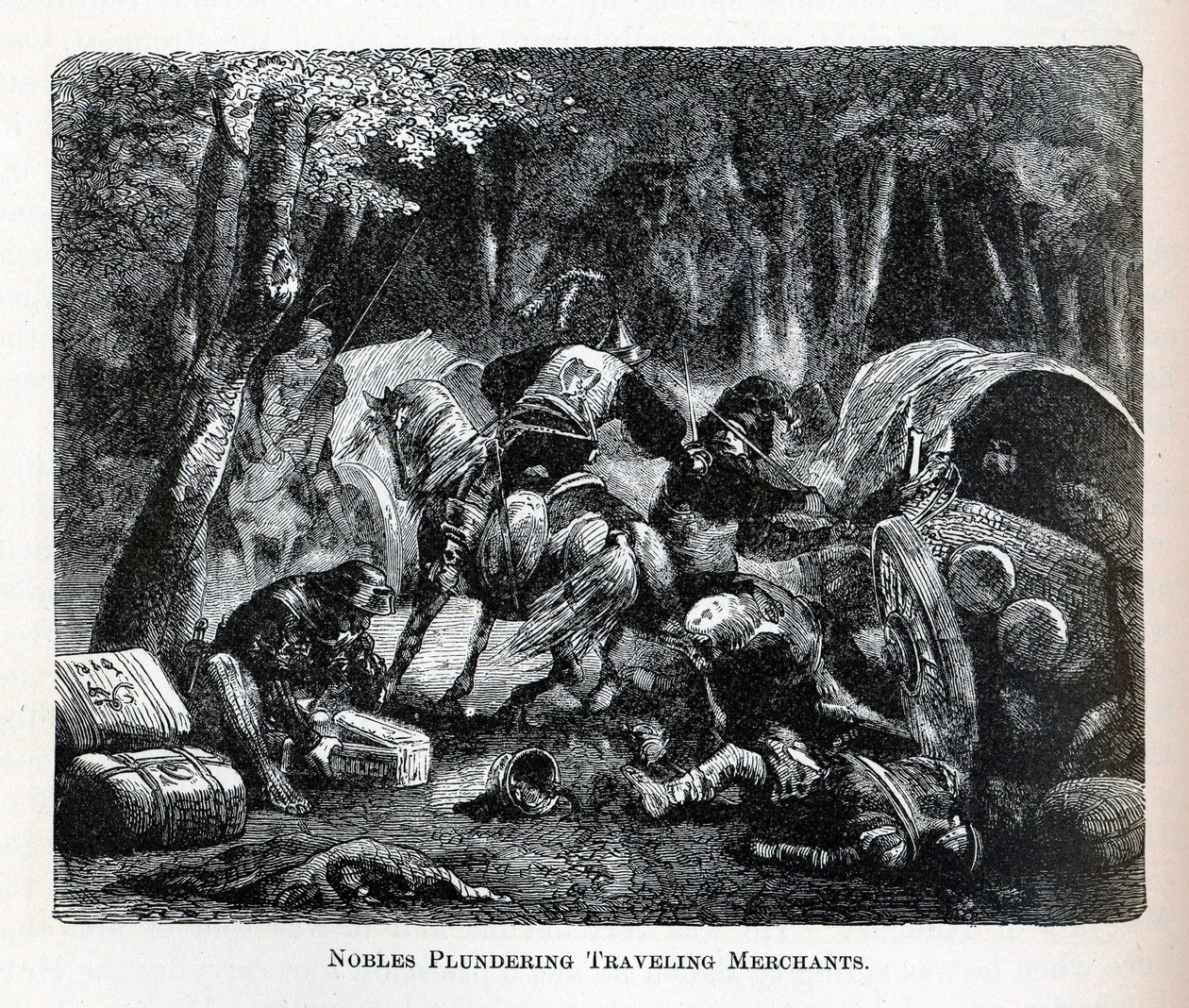 Šlechtici drancující cestující obchodníky, 1882 od Unbekannt