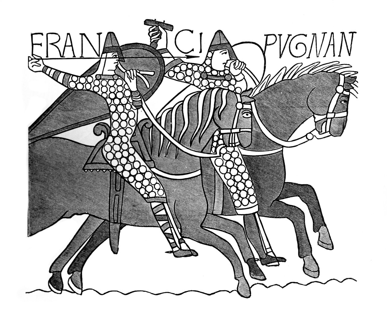 Normanští rytíři, tapisérie z Bayeux, 1070, 1870 od Unbekannt