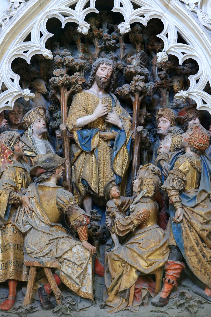 Severní plot chóru. Životní scéna sv. Jana Křtitele. Vysoký reliéf severního konce (1531). Katedrála v Amiens, Amiens, Francie od Unbekannt