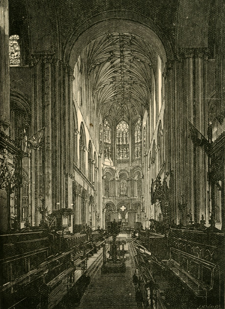 Norwichská katedrála. Sbor, pohled na východ, 1898. od Unbekannt