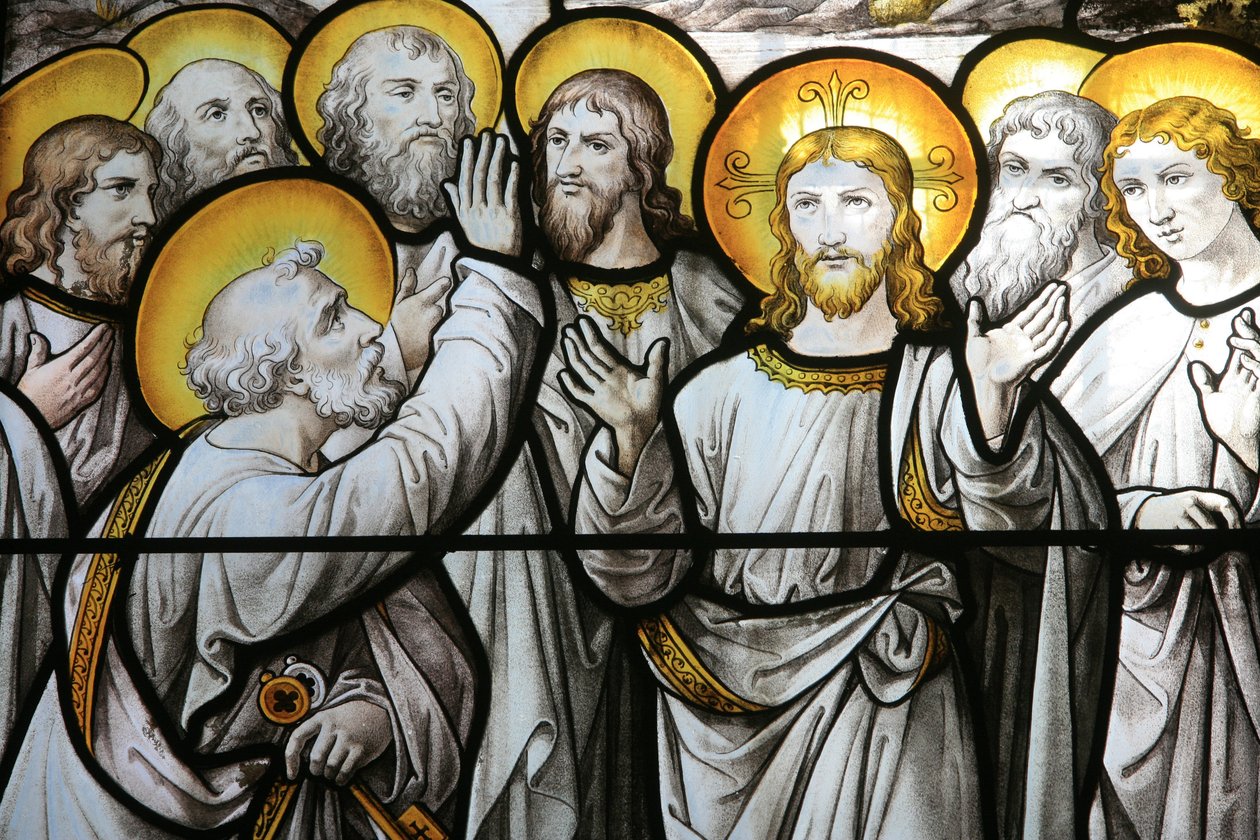 Vitráže kostela Notre Dame de Beaune: Svatý Petr protestuje proti své věrnosti Kristu Beaune Francie od Unbekannt