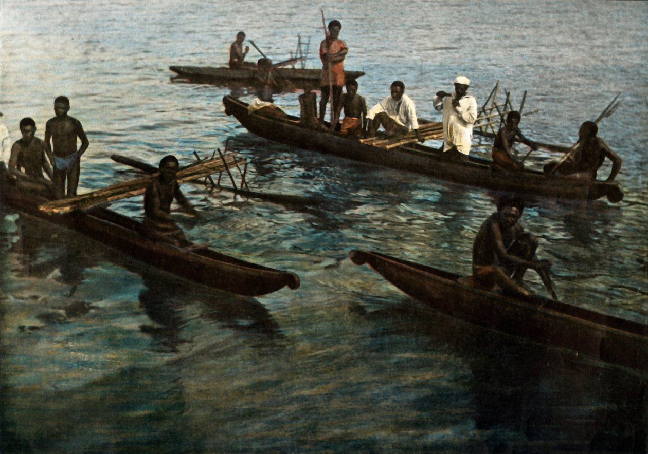 Nová Guinea. Papuánské kánoe, Papua Nová Guinea. Papuánské kánoe, 1900. od Unbekannt