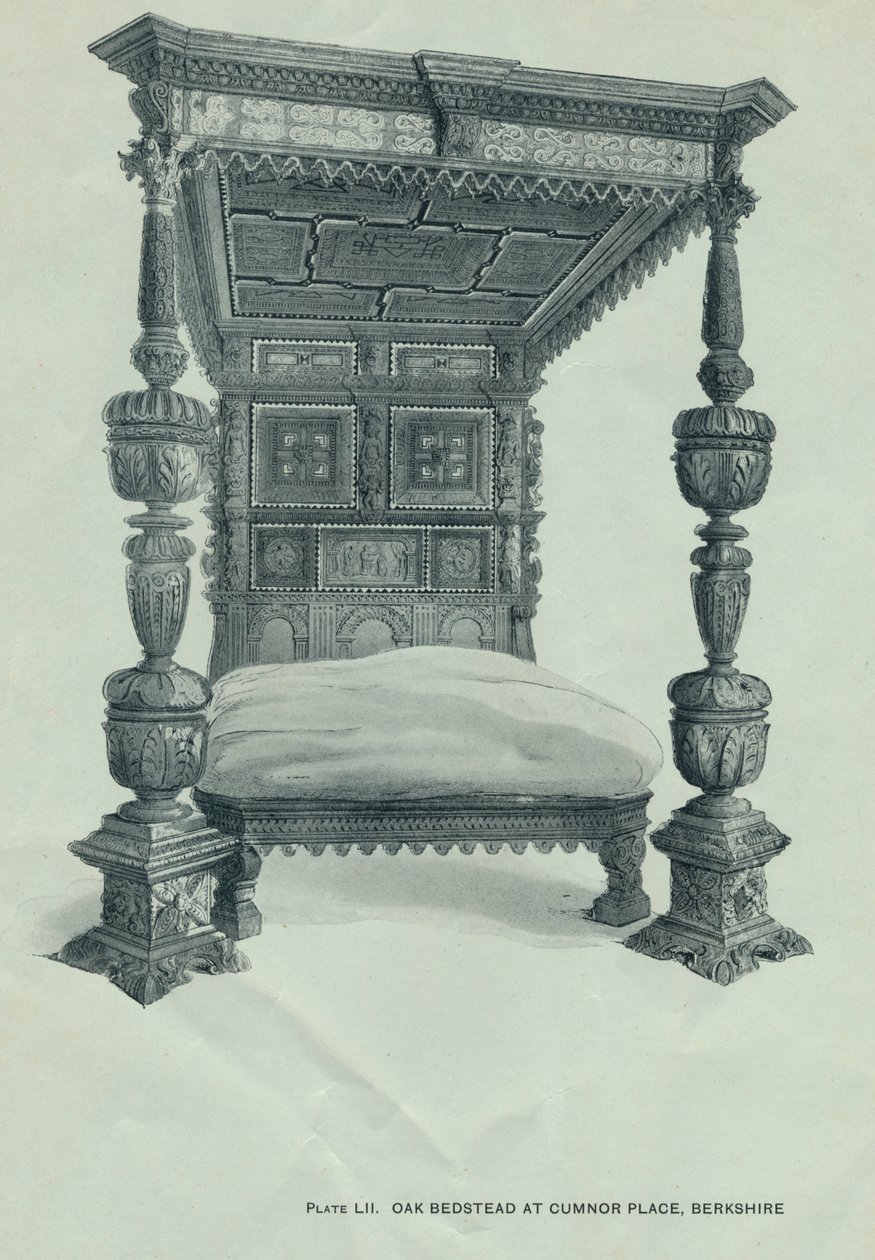 Dubová postel na Cumnor Place, Berkshire, 1915 od Unbekannt