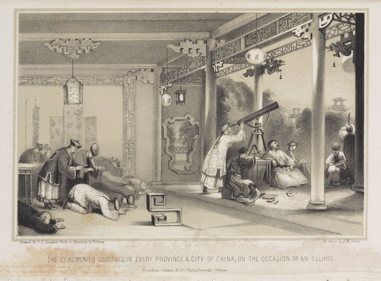 Pozorování zatmění v Číně, c 1836 od Unbekannt