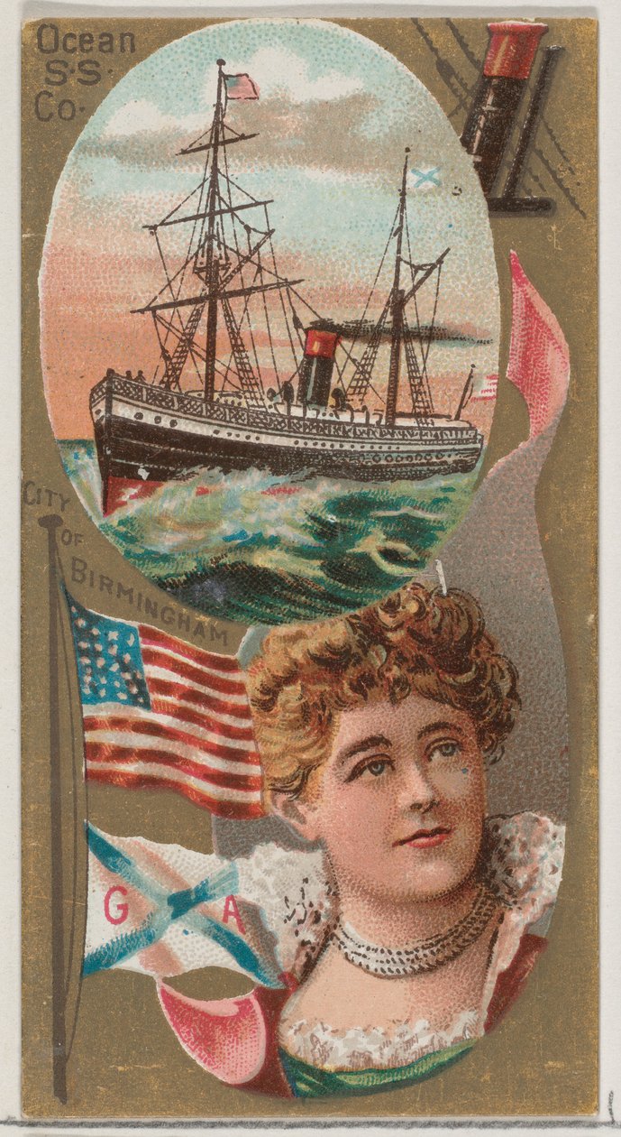 Ocean Steamship Company, ze série Ocean and River Steamers N83 pro cigarety značky Duke..., 1887. od Unbekannt