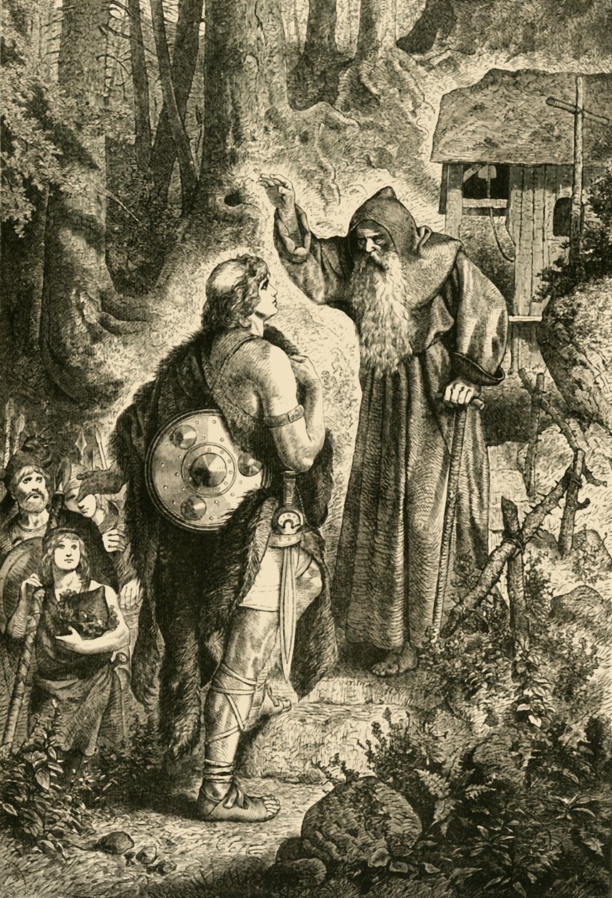 Odoacer a mnich Serverinus, c5. století, 1890. od Unbekannt