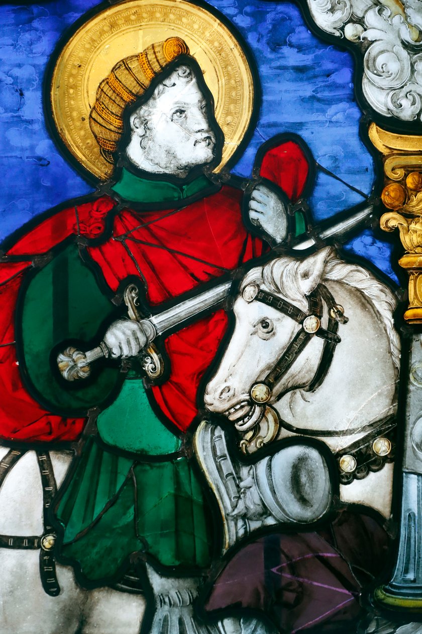 Muzeum Oeuvre Notre-Dame, vitrážový panel s Charitou svatého Martina, Štrasburk, Francie (foto) od Unbekannt