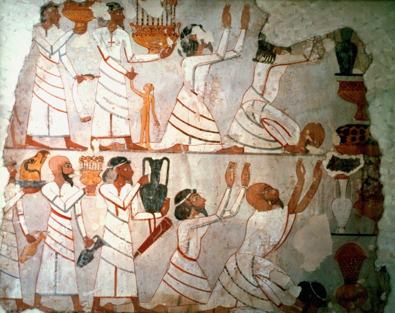 Scéna nabídek, nástěnná malba, egyptský od Unbekannt