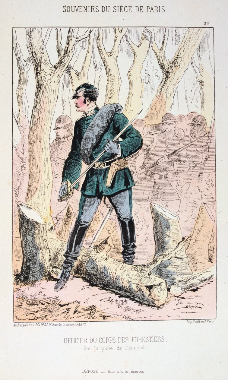 Officier du Corps des Forestiers, obležení Paříže, francouzsko-pruská válka, 1870-1871. od Unbekannt