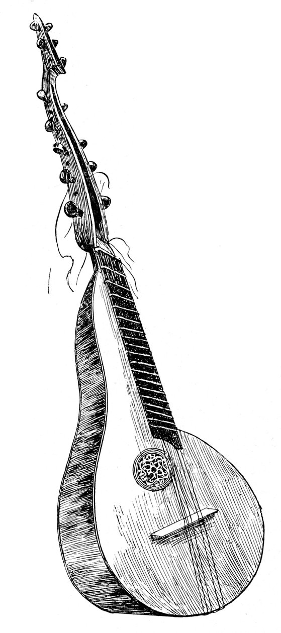 Stará francouzská teorbovaná cithern, 1901 od Unbekannt