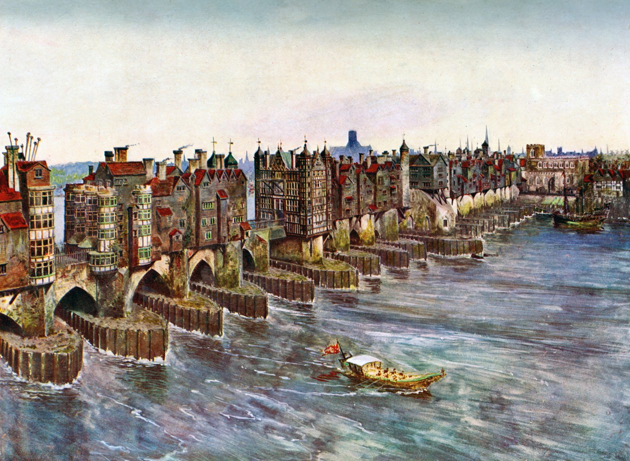 Old London Bridge, asi 1630, c1900-1920 od Unbekannt