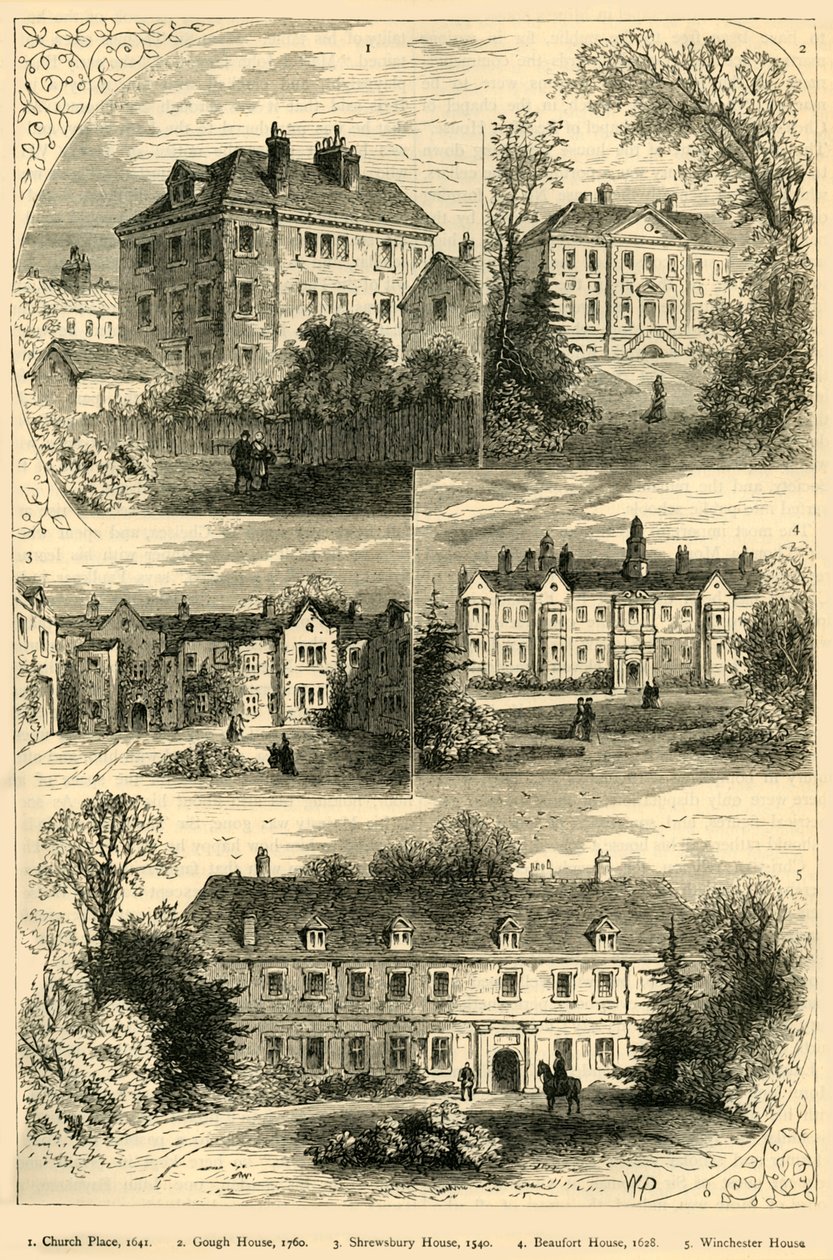 Old Mansions in Chelsea, c1876. od Unbekannt