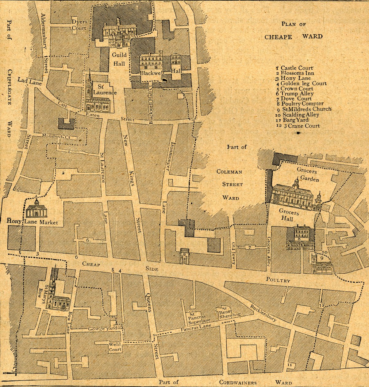 Stará mapa Ward of Cheap - asi 1750, 1897. od Unbekannt